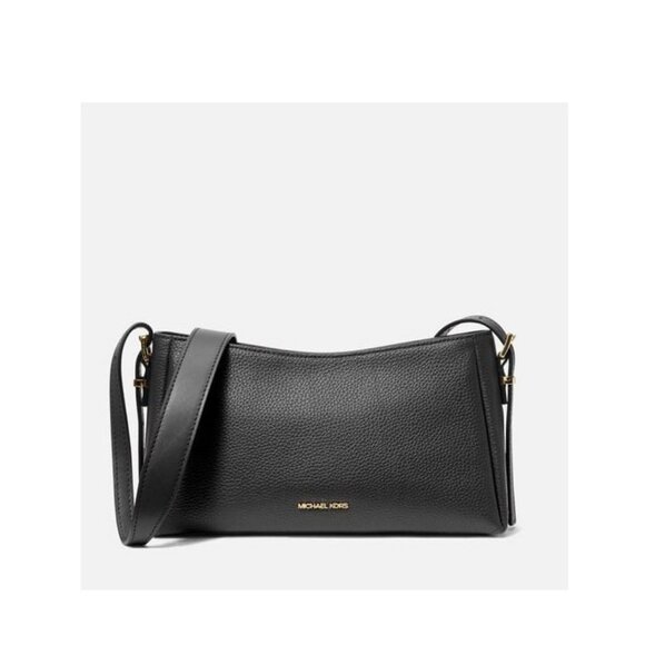 MICHAEL KORS Moore pebbled leather convertible pouchette crossbody bag - Black - Picture 1 of 11